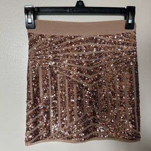 BCBGMaxAzria Rose Gold Sequin Mini Skirt